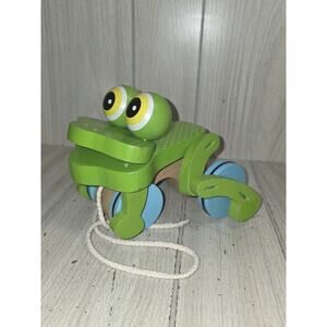 Melissa & Doug Wooden Frolicking Frog Toddler Pull Toy TG0508 w Cam Wheels